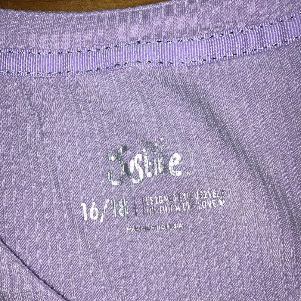 Justice Button-Front Lavender Lace Trim Cardigan